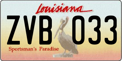 LA license plate ZVB033