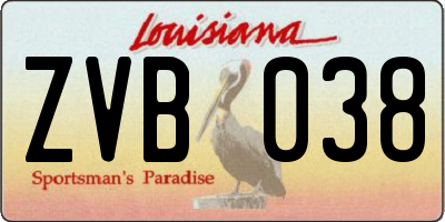 LA license plate ZVB038