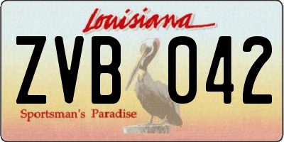 LA license plate ZVB042