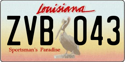 LA license plate ZVB043