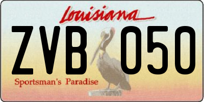 LA license plate ZVB050