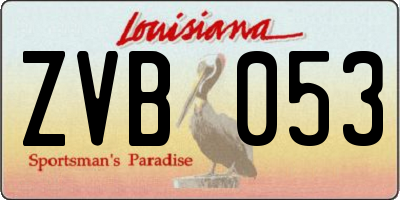 LA license plate ZVB053