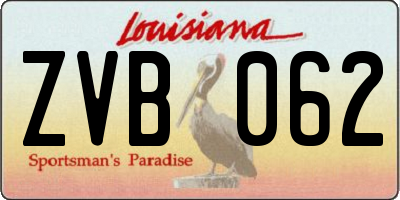 LA license plate ZVB062