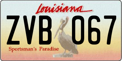 LA license plate ZVB067