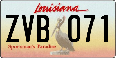 LA license plate ZVB071