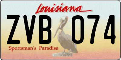 LA license plate ZVB074