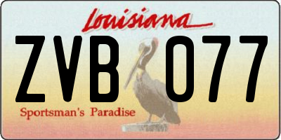 LA license plate ZVB077