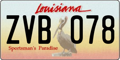 LA license plate ZVB078