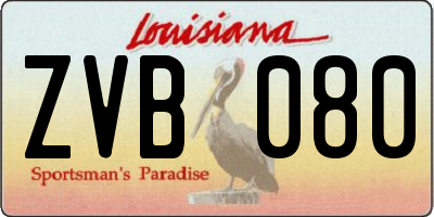 LA license plate ZVB080