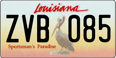 LA license plate ZVB085