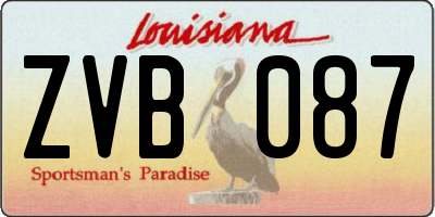 LA license plate ZVB087