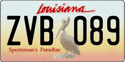 LA license plate ZVB089