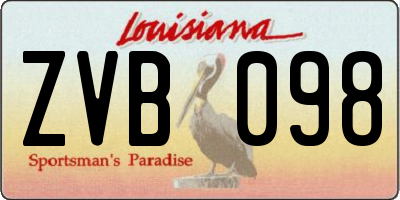 LA license plate ZVB098