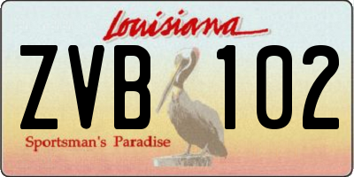 LA license plate ZVB102