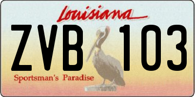 LA license plate ZVB103