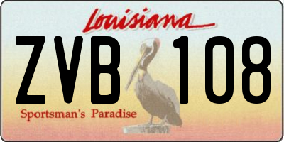 LA license plate ZVB108