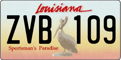 LA license plate ZVB109