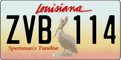 LA license plate ZVB114