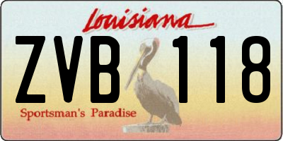 LA license plate ZVB118