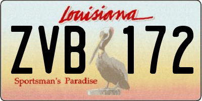 LA license plate ZVB172