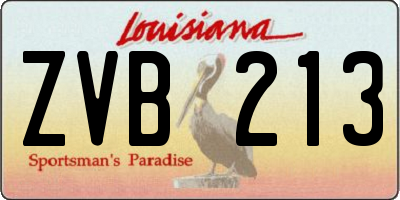 LA license plate ZVB213