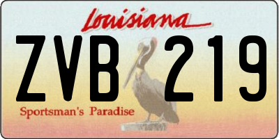 LA license plate ZVB219