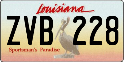 LA license plate ZVB228