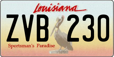 LA license plate ZVB230