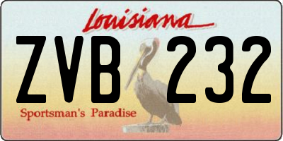 LA license plate ZVB232
