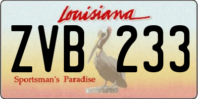 LA license plate ZVB233
