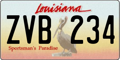 LA license plate ZVB234