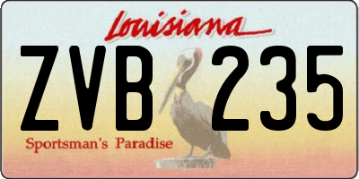 LA license plate ZVB235