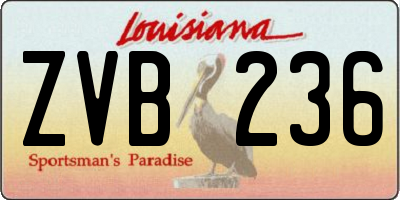 LA license plate ZVB236