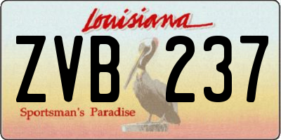 LA license plate ZVB237