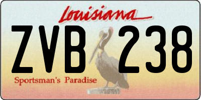 LA license plate ZVB238