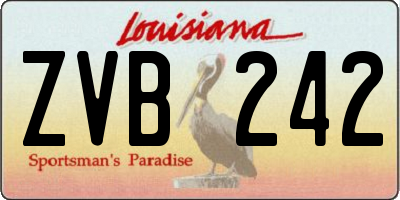 LA license plate ZVB242