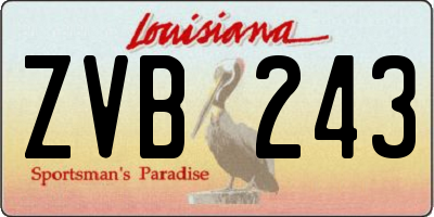 LA license plate ZVB243