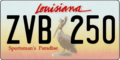 LA license plate ZVB250