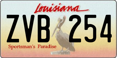 LA license plate ZVB254