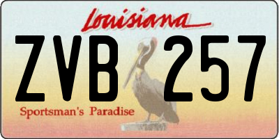 LA license plate ZVB257