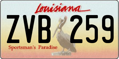 LA license plate ZVB259