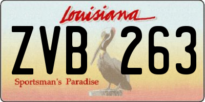 LA license plate ZVB263