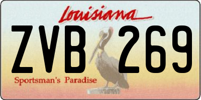 LA license plate ZVB269