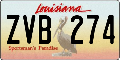 LA license plate ZVB274