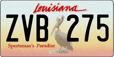 LA license plate ZVB275