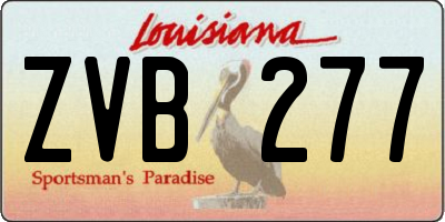 LA license plate ZVB277