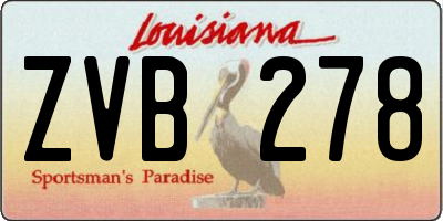 LA license plate ZVB278