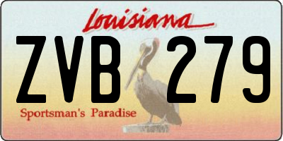 LA license plate ZVB279