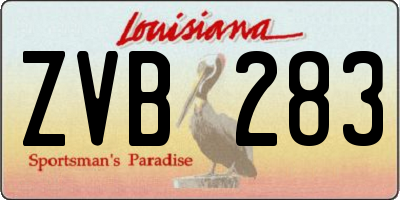 LA license plate ZVB283