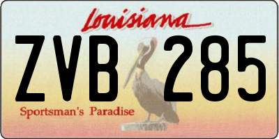 LA license plate ZVB285